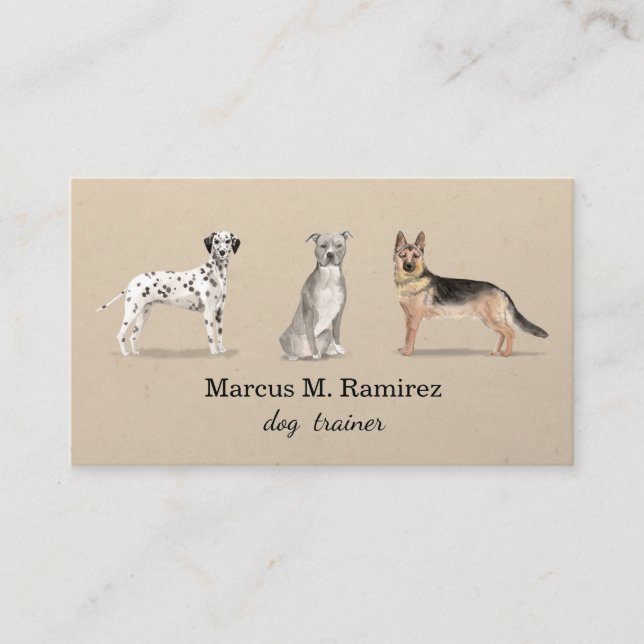 Moderne Dog Trainer Aquarell Hundemarkation Visitenkarte (Vorderseite)
