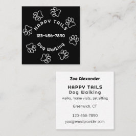 Moderne Dog Walker Paw Print Circle Black Quadratische Visitenkarte