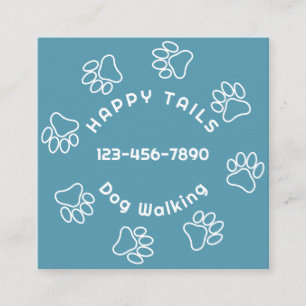 Moderne Dog Walker Paw Print Circle Blue Green Quadratische Visitenkarte