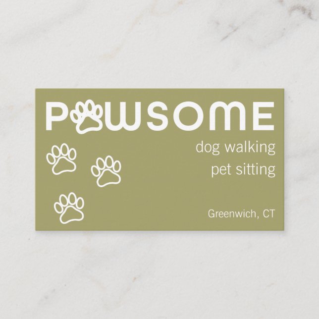 Moderne Dog Walker Pet Sitter pawsome Soft Green Visitenkarte (Vorderseite)