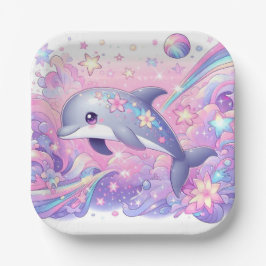 Moderne Dolphin-Babydusche Pappteller