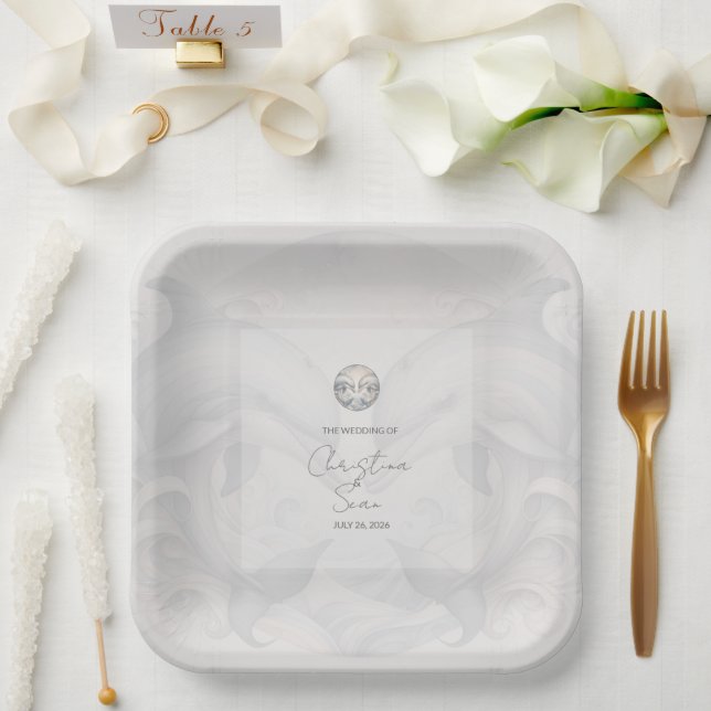 Moderne Dolphin-Hochzeitsplatte Pappteller (Hochzeit)