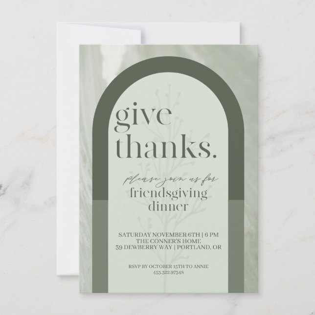 Moderne Donner Merci Friendsgiving Invitation Gree (Devant)
