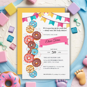 Moderne Donut Baby Sprinkles Babydusche Einladung