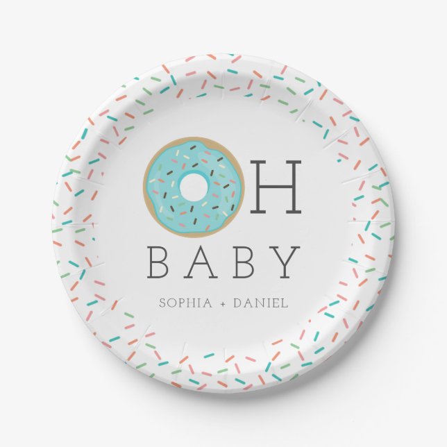 Moderne Donut Girl Babydusche Teller (Vorderseite)