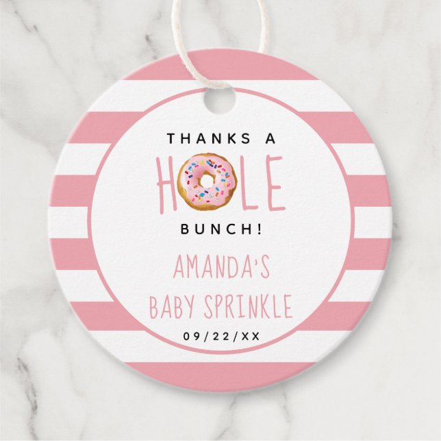 Moderne Donut Girls Babydusche Sprinkle Vielen Dan Geschenkanhänger (Vorderseite)