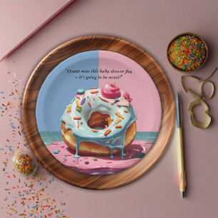 Moderne Donut-Streusel geschlechtsneutrale Babypar Pappteller