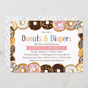 Moderne Donuts & Diapers Kinderdusche Sprinkle Einladung