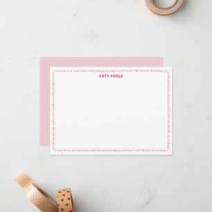 Moderne Doodle-Rahmen Rosa Personalisiert Flach Mitteilungskarte