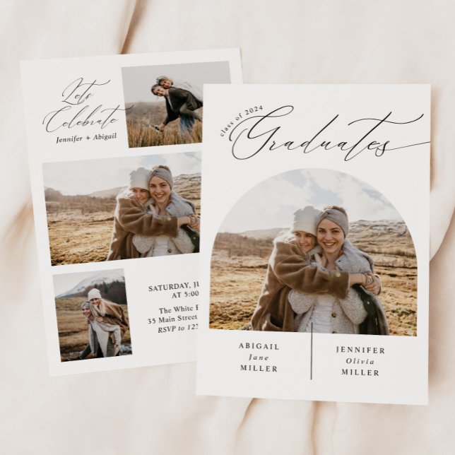 Moderne Doppel-Feier Foto Graduation Party Einladung (Von Creator hochgeladen)
