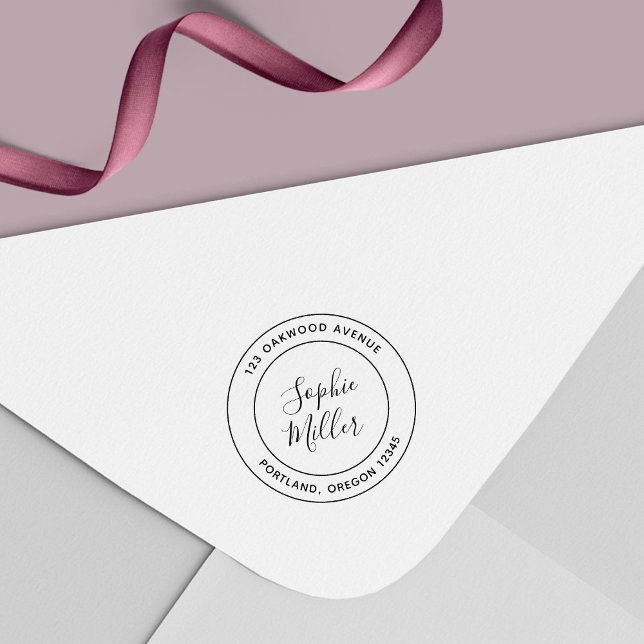 Moderne Doppelgrenzkalligraphie-Rücksendeadresse Permastempel (Von Creator hochgeladen)