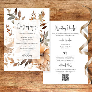 Moderne doppelseitige Hochzeitseinladung mit Blume Einladung