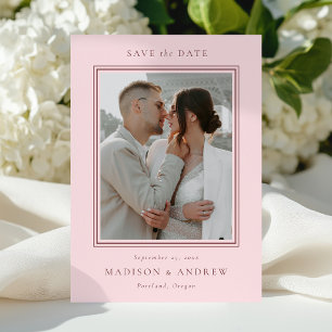 Moderne Doppelte Rahmen-Rosa 2 Foto-Hochzeit Save The Date