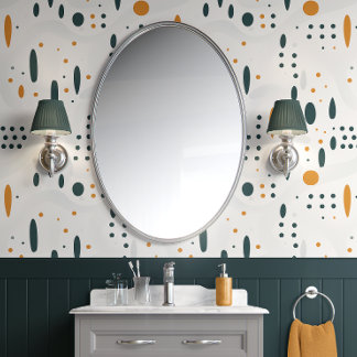 Moderne Dot Symphony White, Aquamarin und Gold Min Tapete