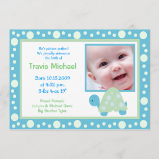 MODERNE DOT TURTLE Baby Photo faire-part de naissa
