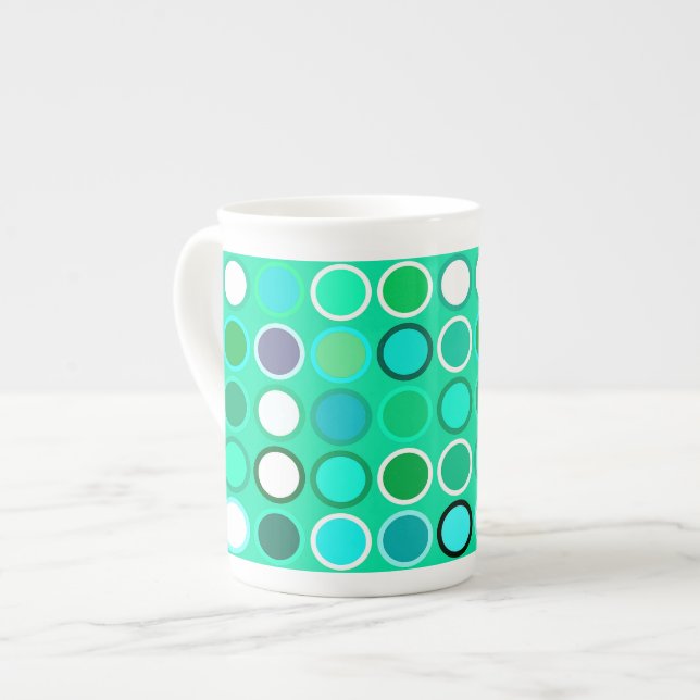 Moderne Dots - Aquatöne aus dem Mittelalter Prozellantasse (Vorderseite Links)