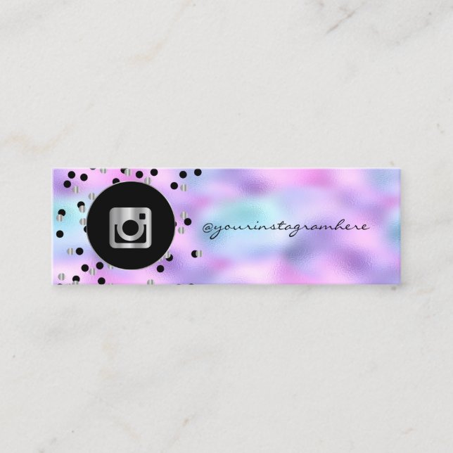 Moderne Dots, holografische iridescen Instagram So Mini Visitenkarte (Vorderseite)