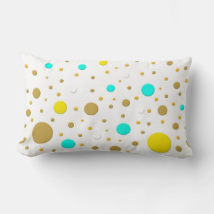 Moderne Dots Türkis Gelb Weiß Gold Spaß Design Lendenkissen