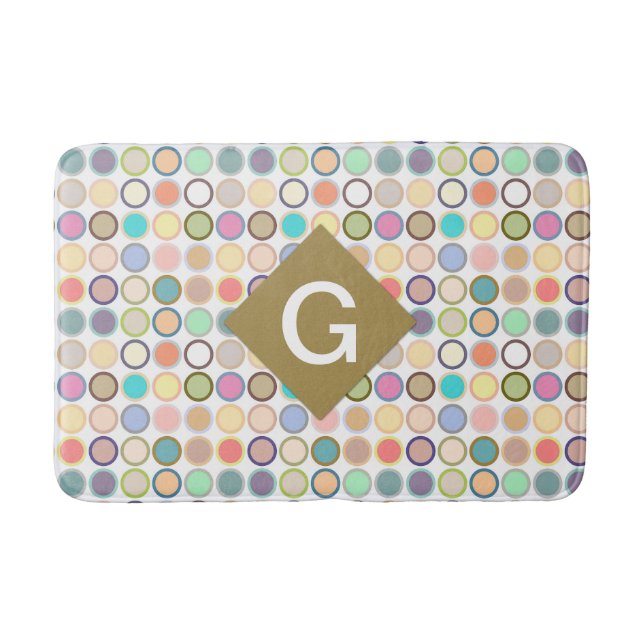 Moderne Dots - weiß mit Pastellfarben Badematte (Vorderseite)
