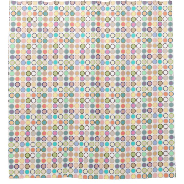Moderne Dots - weiß mit Pastellfarben Duschvorhang (Vorderseite)