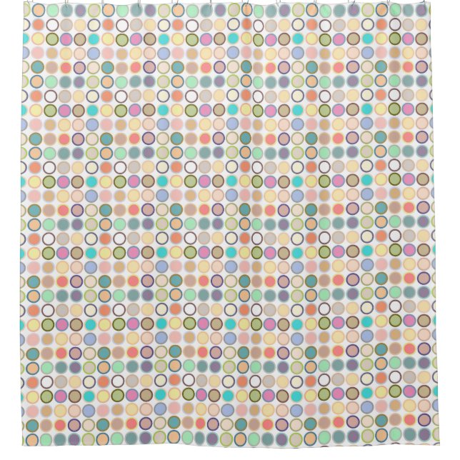 Moderne Dots - weiß mit Pastellfarben Duschvorhang (Vorderseite)