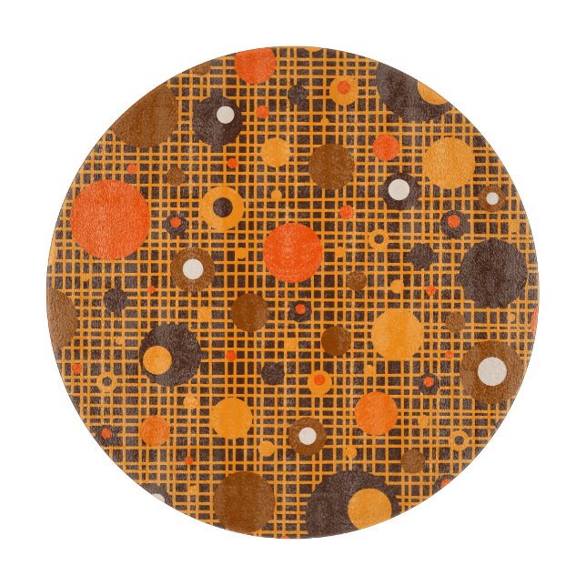 Moderne Dots Woven Muster braun orange Schneidebrett (Vorderseite)