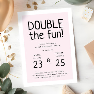 Moderne "Double the Fun" Gemeinsame Geburtstagspar Einladung