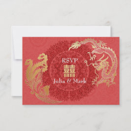 Moderne Dragon-Phoenix-Chinesische Hochzeit RSVP R