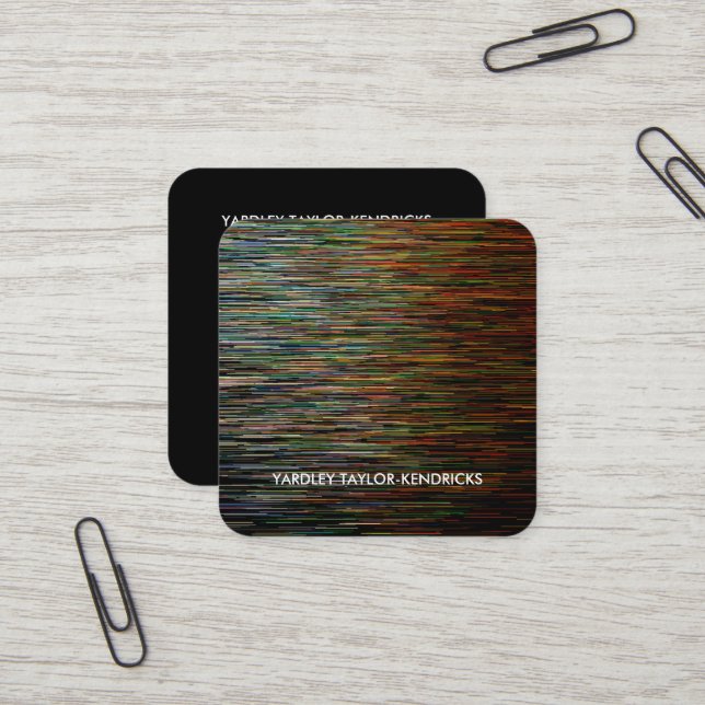 Moderne dramatische Abstrakte Black Business Card Quadratische Visitenkarte (Vorderseite/Rückseite Beispiel)