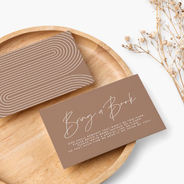 Moderne Drehbuch Braun-Baby-Dusche bringen ein Buc Mitteilungskarte (Von Creator hochgeladen)