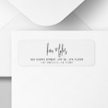 Moderne Drehbuch einfache Hochzeitsstiftung Rückse<br><div class="desc">Einfache,  elegante Handschrift Drehbuch Ehepaar Braut und Bräutigam Namen Schwarz-Weiß Hochzeit Rücksendeadressen-Aufkleber.</div>