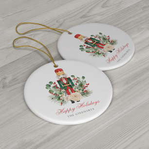Moderne Drehbuch Nutcracker Happy Holidays Keramik Ornament