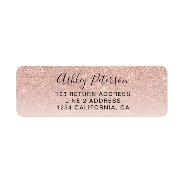 Moderne Drehbuch-Rose Gold Glitzer ombre blush pin (Vorne)