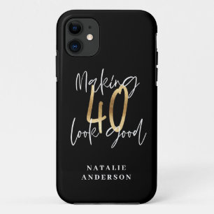 Moderne Drehbuch Schwarz und Gold 40. Geburtstag Case-Mate iPhone Hülle