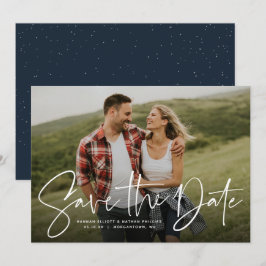 Moderne Drehbuchführung Save the Date Fotokarte