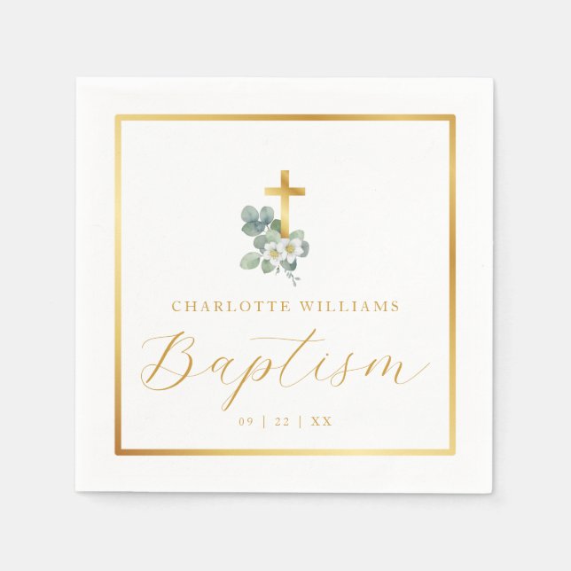 Moderne Drehtaufe Napkins | Elegant Religious Serviette (Vorderseite)