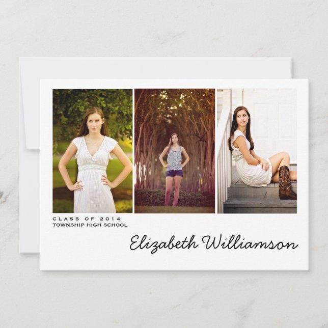 Moderne drei Foto-Abschluss-Party Einladung (Vorderseite)