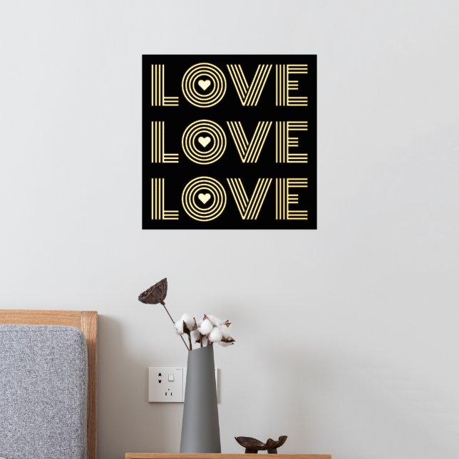 Moderne drei Wörter "LIEBE" und "Schwarz" Foliendrucke (In Situ (Schlafzimmer 2))