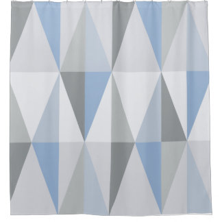 Moderne Dreiecke Sky Blue Mitte des Jahrhunderts Duschvorhang