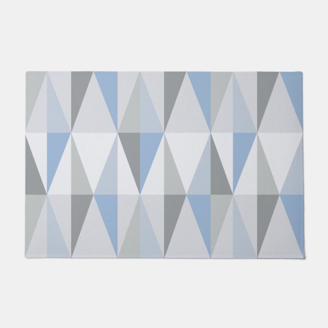 Moderne Dreiecke Sky Blue Mitte des Jahrhunderts Fußmatte (Vorderseite)