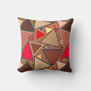 Moderne Dreiecke, Taupe, Braun, Rot Kissen