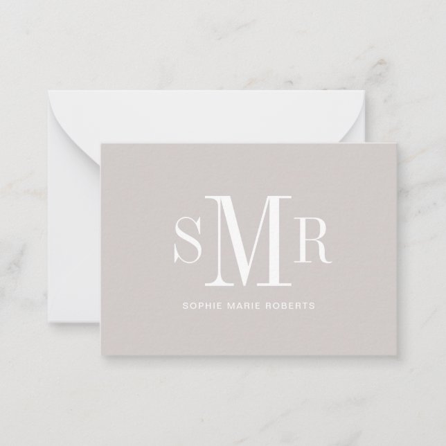 Moderne dreimalige Monogramm-Initialnamen Mitteilungskarte (Vorderseite)