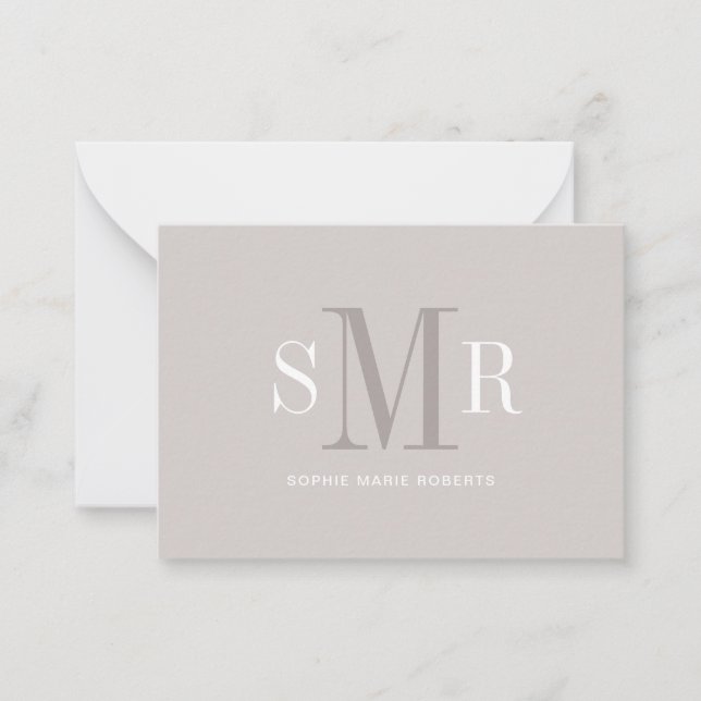 Moderne dreimalige Monogramm-Initialnamen Mitteilungskarte (Vorderseite)