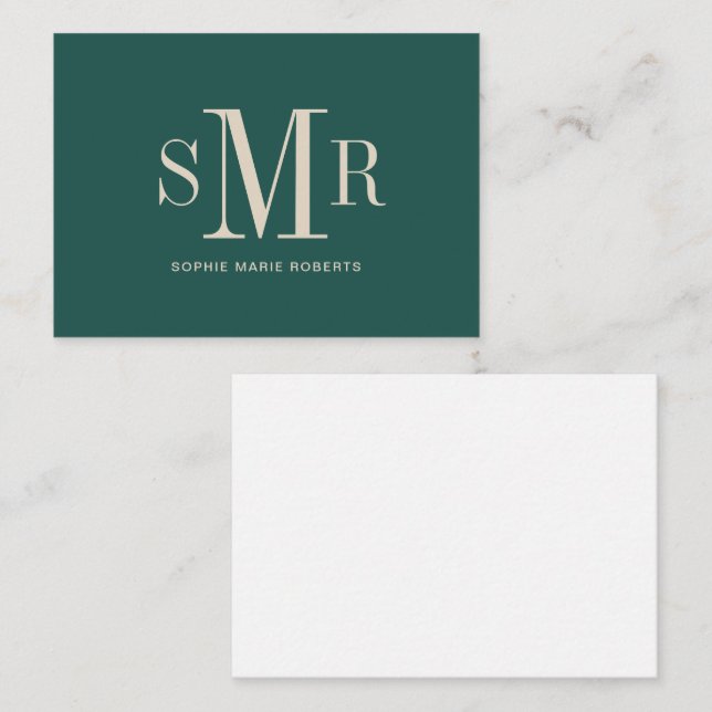 Moderne dreimalige Monogramm-Initialnamen Mitteilungskarte (Vorne/Hinten)