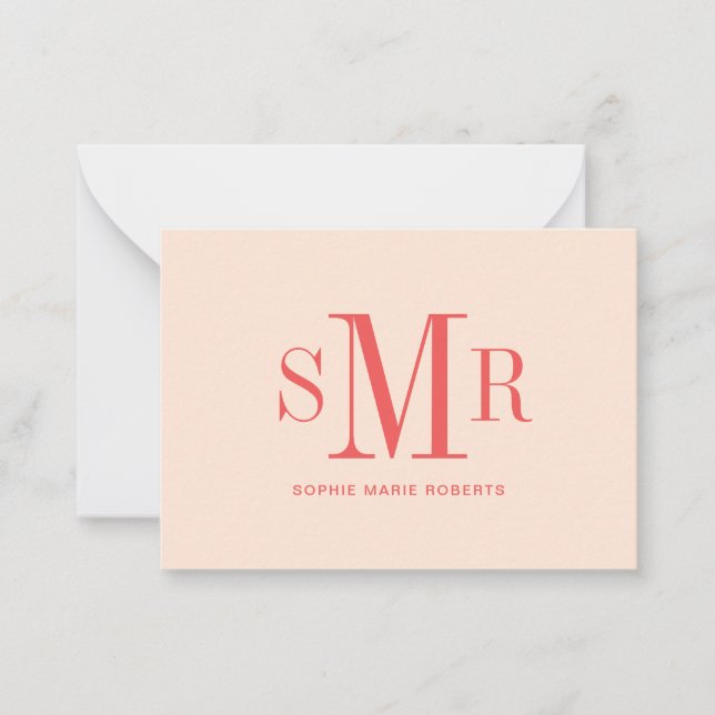 Moderne dreimalige Monogramm-Initialnamen Mitteilungskarte (Vorderseite)