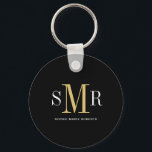 Moderne dreimalige Monogramm-Initialnamen Schlüsselanhänger<br><div class="desc">Modern dreimalige Monogramm-Bezeichnung Initialmousepad</div>