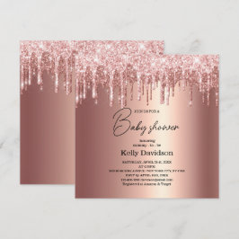 Moderne Dripping Rose Gold Baby Shower Mommy - to Einladung