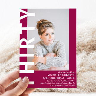 Moderne DRITTEN Foto 30. Geburtstagsfeier Party Ei Einladung