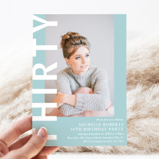 Moderne DRITTEN Foto 30. Geburtstagsfeier Party Ei Einladung