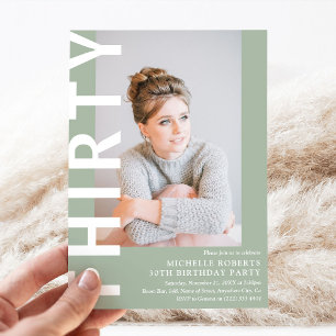 Moderne DRITTEN Foto 30. Geburtstagsfeier Party Ei Einladung